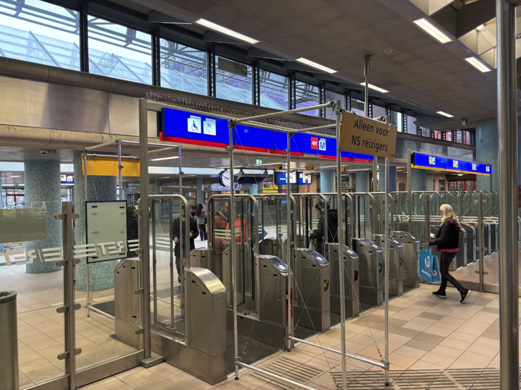 A group of public transport barriers