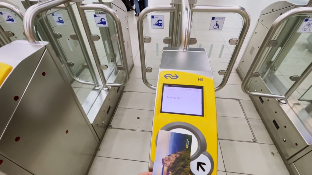 A pass being scanned on some barriers